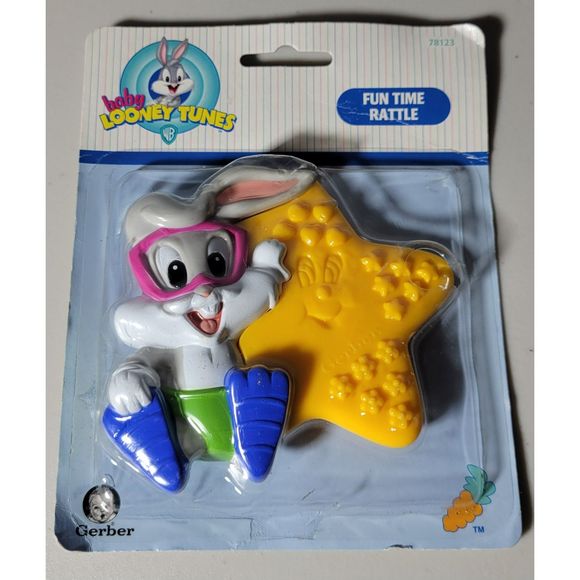 Gerber Vintage 1999 Fun Time Rattle baby Looney Tunes Bunny Baby Bugs Unopened - Picture 1 of 8